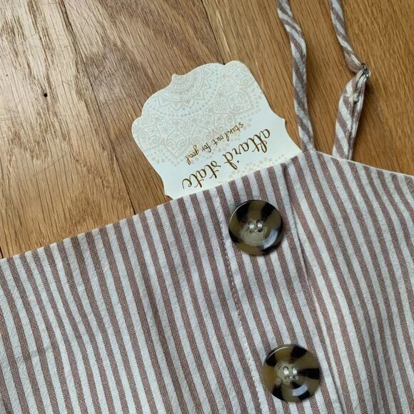 Altar'd State Striped Dress Womens Small Tan and White - Picture 3 of 15